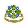 Genuine 2.43 ctw Peridot & Blue Topaz Ring Jewelry 14KT White Gold - REF-48Z3N