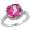 Natural 4.11 ctw Pink-topaz & Diamond Engagement Ring 14K White Gold - REF-44R2Z