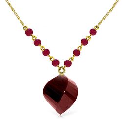 Genuine 16.25 ctw Ruby Necklace Jewelry 14KT Yellow Gold - REF-46K2V