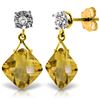 Genuine 17.56 ctw Citrine & Diamond Earrings Jewelry 14KT Yellow Gold - REF-48P3H
