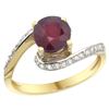 Image 1 : Natural 1.29 ctw ruby & Diamond Engagement Ring 10K Yellow Gold - REF-43N3G