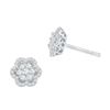 0.50 CTWDiamond Flower Stud Earrings 10KT White Gold - REF-37M5H