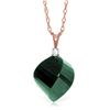 Genuine 15.3 ctw Green Sapphire Corundum & Diamond Necklace Jewelry 14KT Rose Gold - REF-31K4V