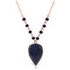 Genuine 14 ctw Sapphire Necklace Jewelry 14KT Rose Gold - REF-42M2T