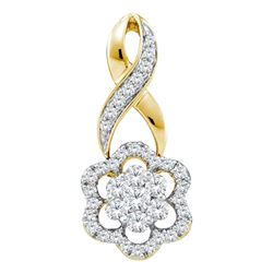 0.50 CTWDiamond Flower Cluster Pendant 14KT Yellow Gold - REF-52K4W