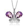 Genuine 6.6 ctw Amethyst & Diamond Necklace Jewelry 14KT White Gold - REF-126Z3N