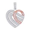 Image 1 : 0.20 CTW Diamond Heart Milgrain Pendant 10KT Two-tone Gold - REF-19H4M