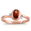 Genuine 0.51 ctw Garnet & Diamond Ring Jewelry 14KT Rose Gold - REF-25H4X