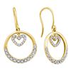 Image 1 : 0.26 CTW Diamond Circle Heart Dangle Wire Earrings 14KT Yellow Gold - REF-40M4H