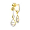 0.25 CTW Diamond Heart Dangle Screwback Earrings 10KT Yellow Gold - REF-22N4F