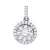 0.88 CTW Diamond Flower Cluster Pendant 14KT White Gold - REF-134M9H