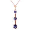 Genuine 1.25 ctw Tanzanite Necklace Jewelry 14KT Rose Gold - REF-36K8V