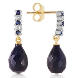 Genuine 6.9 ctw Sapphire & Diamond Earrings Jewelry 14KT Yellow Gold - REF-35N2R