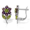 Image 1 : Genuine 2.12 ctw Peridot & Amethyst Earrings Jewelry 14KT White Gold - REF-36X8M