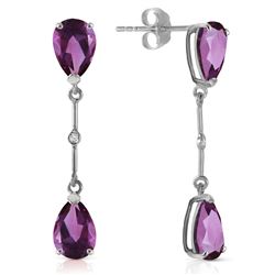 Genuine 6.01 ctw Amethyst & Diamond Earrings Jewelry 14KT White Gold - REF-42R4P