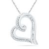 Image 1 : 0.16 CTW Diamond Heart Outline Pendant 10KT White Gold - REF-16H4M