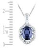 Image 2 : 1.73 CTW Oval Created Blue Sapphire Solitaire Diamond Pendant 10KT White Gold - REF-19Y4X