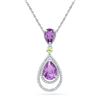 Image 1 : 1.5 CTW Oval Created Amethyst Diamond Teardrop Pendant 10KT White Gold - REF-20N9F