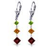 Image 1 : Genuine 4.8 ctw Garnet, Citrine & Peridot Earrings Jewelry 14KT White Gold - REF-49Y3F