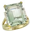 Image 1 : Natural 12.13 ctw Green-amethyst & Diamond Engagement Ring 10K Yellow Gold - REF-55G8M