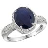 Natural 2.56 ctw Blue-sapphire & Diamond Engagement Ring 14K White Gold - REF-102V7F