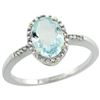 Natural 1.03 ctw Aquamarine & Diamond Engagement Ring 14K White Gold - REF-26H8W