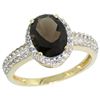 Natural 1.91 ctw Smoky-topaz & Diamond Engagement Ring 10K Yellow Gold - REF-31Z7Y