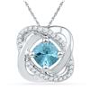 0.73 CTW Created Blue Topaz & Diamond Square Pendant 10KT White Gold - REF-18X2Y