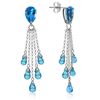 Genuine 15.5 ctw Blue Topaz Earrings Jewelry 14KT White Gold - REF-51R8P