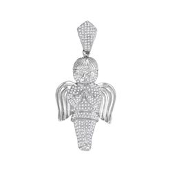 1.7 CTW Mens Diamond Praying Angel Charm Pendant 10KT White Gold - REF-97K4W