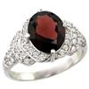 Natural 2.92 ctw garnet & Diamond Engagement Ring 14K White Gold - REF-105X5A