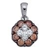 0.50 CTWCognac-brown Color Diamond Cluster Pendant 14KT White Gold - REF-34X4Y