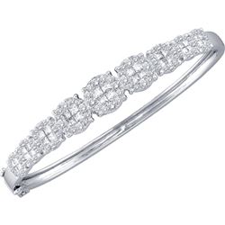 3.11 CTW Princess Diamond Soleil Bangle Bracelet 14KT White Gold - REF-374N9F