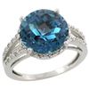 Natural 5.34 ctw London-blue-topaz & Diamond Engagement Ring 10K White Gold - REF-37H3W