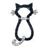 0.20 CTW Black Color Diamond Kitty Cat Outline Pendant 10KT White Gold - REF-11K2W