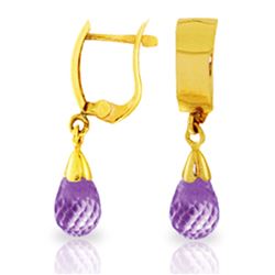 Genuine 2.5 ctw Amethyst Earrings Jewelry 14KT Yellow Gold - REF-22V3W