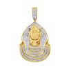 Image 1 : 0.90 CTWMens Diamond Pharaoh Cluster Charm Pendant 10KT Yellow Gold - REF-75X2Y