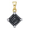 Image 1 : 0.15 CTW Black Color Diamond Diagonal Square Pendant 10KT Yellow Gold - REF-8F9N