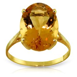 Genuine 6 ctw Citrine Ring Jewelry 14KT Yellow Gold - REF-44A4K
