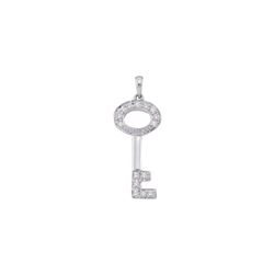 0.11 CTW Diamond Small Key Pendant 14KT White Gold - REF-13F4N