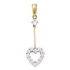 Image 1 : 0.20 CTW Diamond Heart Outline Dangle Pendant 14KT Yellow Gold - REF-19X4Y