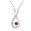 Image 1 : 0.30 CTW Created Ruby Moving Twinkle Solitaire Infinity Pendant 10KT White Gold - REF-14H9M