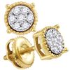 Image 1 : 0.10 CTW Diamond Flower Cluster Milgrain Stud Earrings 10KT Yellow Gold - REF-10K5W