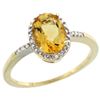 Image 1 : Natural 1.2 ctw Citrine & Diamond Engagement Ring 10K Yellow Gold - REF-16H9W