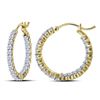 Image 1 : 1.96 CTW Diamond In/Out Hoop Earrings 10KT Yellow Gold - REF-134H9M