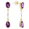 Genuine 6.01 ctw Amethyst & Diamond Earrings Jewelry 14KT Yellow Gold - REF-42P4H