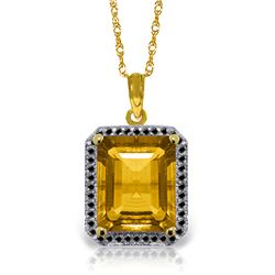 Genuine 5.4 ctw Citrine & Black Diamond Necklace Jewelry 14KT Yellow Gold - REF-68K4V