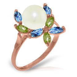Genuine 2.63 ctw Blue Topaz & Peridot Ring Jewelry 14KT Rose Gold - REF-28H5X