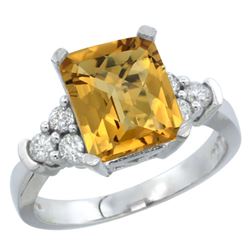 Natural 2.86 ctw whisky-quartz & Diamond Engagement Ring 14K White Gold - REF-64Y7X
