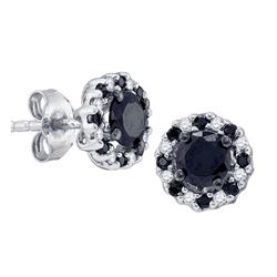1 CTW Black Color Diamond Stud Earrings 10KT White Gold - REF-34W4K